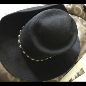 Top This  inc., black felt hat with gold stud deco
